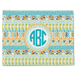 Abstract Teal Stripes Single-Sided Linen Placemat - Single w/ Monogram
