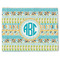 Abstract Teal Stripes Single-Sided Linen Placemat - Single w/ Monogram