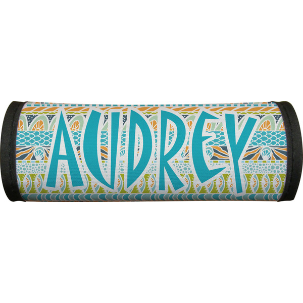 Abstract Teal Stripes Luggage Handle Wrap