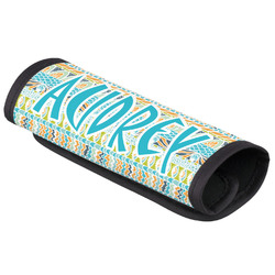 Abstract Teal Stripes Luggage Handle Cover (Personalized)
