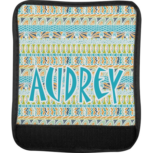 Abstract Teal Stripes Luggage Handle Wrap (Approval)