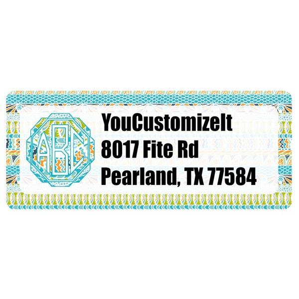Custom Abstract Teal Stripes Return Address Labels (Personalized)