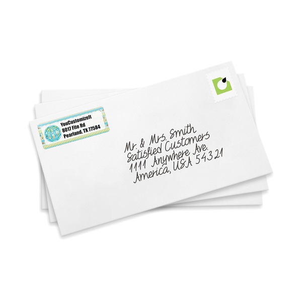 Abstract Teal Stripes Mailing Label on Envelopes