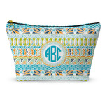Abstract Teal Stripes Makeup Bag - Small - 8.5"x4.5" (Personalized)