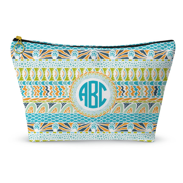 Custom Abstract Teal Stripes Makeup Bag - Small - 8.5"x4.5" (Personalized)