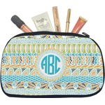 Abstract Teal Stripes Makeup / Cosmetic Bag - Medium (Personalized)
