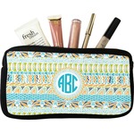 Abstract Teal Stripes Makeup / Cosmetic Bag - Small (Personalized)