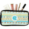 Abstract Teal Stripes Makeup / Cosmetic Bag (Personalized)