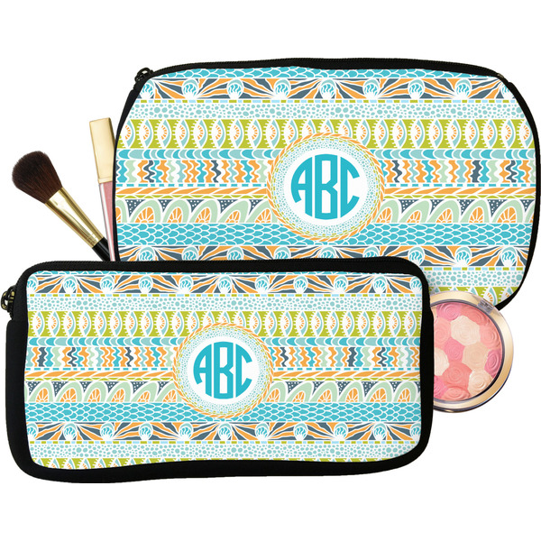 Abstract Teal Stripes Makeup Kit Aggregate