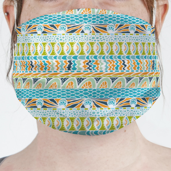 Custom Abstract Teal Stripes Face Mask Cover