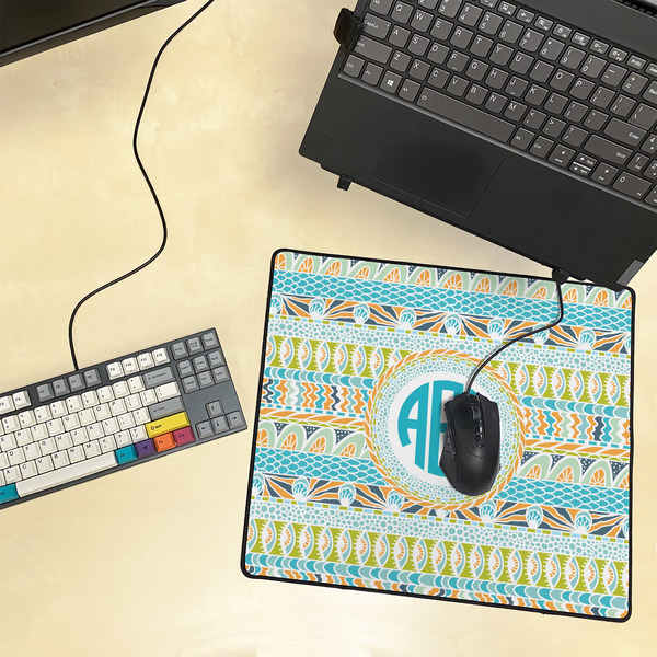Abstract Teal Stripes Medium Gaming Mats - LIFESTYLE