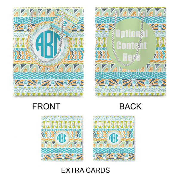 Abstract Teal Stripes Medium Gift Bag - Approval