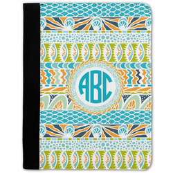 Abstract Teal Stripes Notebook Padfolio w/ Monogram
