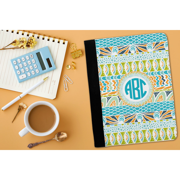 Abstract Teal Stripes Medium Padfolio - LIFESTYLE (adult)