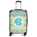 Abstract Teal Stripes Suitcase - 24" Medium - Checked (Personalized)