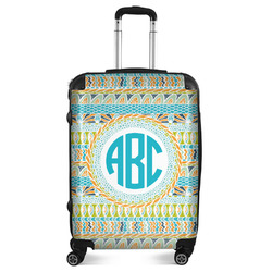 Abstract Teal Stripes Suitcase - 24"Medium - Checked (Personalized)
