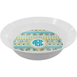 Abstract Teal Stripes Melamine Bowl - 12 oz (Personalized)