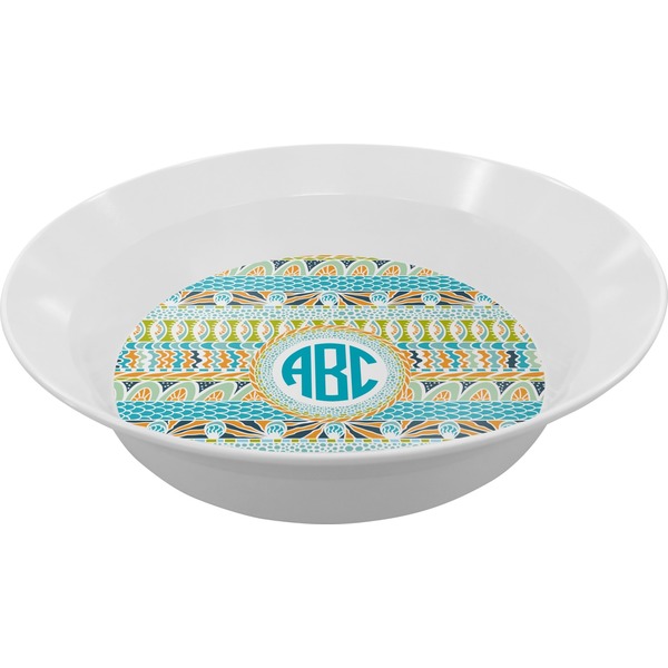 Custom Abstract Teal Stripes Melamine Bowl - 12 oz (Personalized)