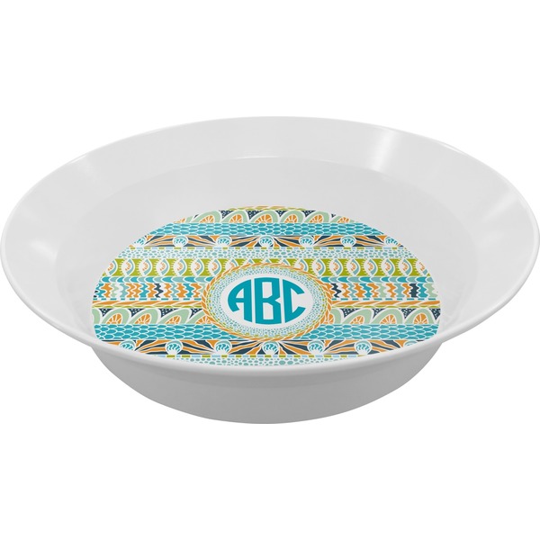 Custom Abstract Teal Stripes Melamine Bowl (Personalized)