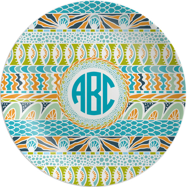 Custom Abstract Teal Stripes Melamine Plate (Personalized)