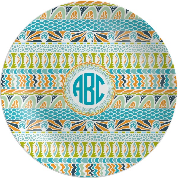 Custom Abstract Teal Stripes Melamine Plate (Personalized)