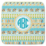 Abstract Teal Stripes Memory Foam Bath Mat - 48"x48" (Personalized)