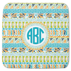 Abstract Teal Stripes Memory Foam Bath Mat - 48"x48" (Personalized)