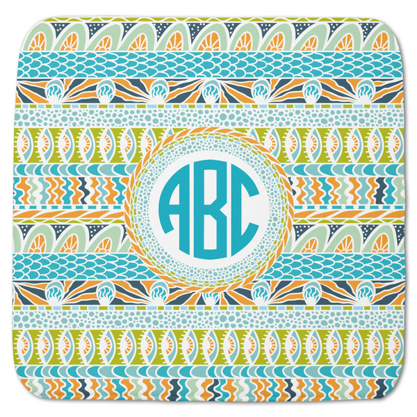 Abstract Teal Stripes Memory Foam Bath Mat 48 X 48