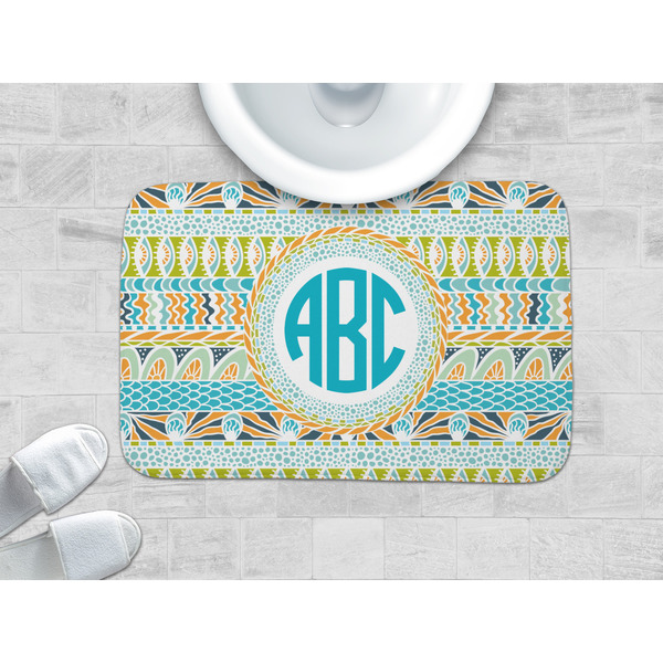 Abstract Teal Stripes Memory Foam Bath Mat - LIFESTYLE 34x21