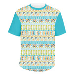 Abstract Teal Stripes Men's Crew T-Shirt - 3X Large