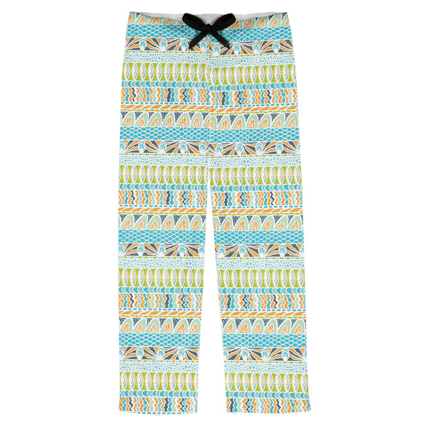Custom Abstract Teal Stripes Mens Pajama Pants - 2XL