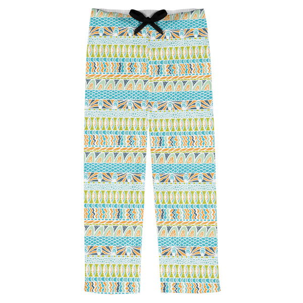 Custom Abstract Teal Stripes Mens Pajama Pants - S