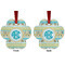 Abstract Teal Stripes Metal Paw Ornament - Front and Back