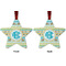 Abstract Teal Stripes Metal Star Ornament - Front and Back