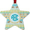 Abstract Teal Stripes Metal Star Ornament - Front