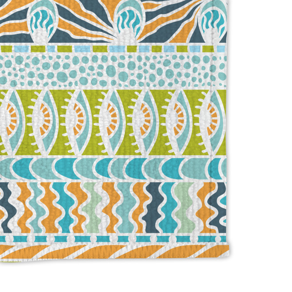 Abstract Teal Stripes Microfiber Dish Rag - DETAIL