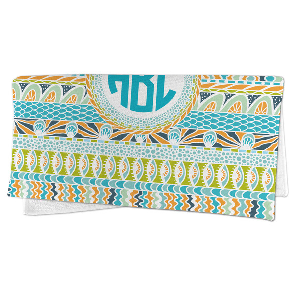 Abstract Teal Stripes Microfiber Dish Rag - FOLDED (half)