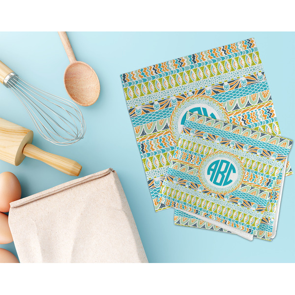 Abstract Teal Stripes Microfiber Dish Rag - LIFESTYLE