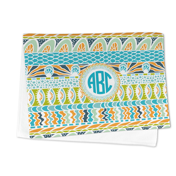 Abstract Teal Stripes Microfiber Dish Towel - FOLDED HALF