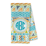 Abstract Teal Stripes Kitchen Towel - Microfiber (Personalized)