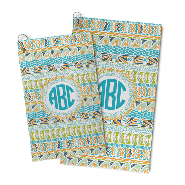 Abstract Teal Stripes Microfiber Golf Towel - PARENT/MAIN