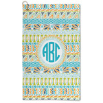Abstract Teal Stripes Microfiber Golf Towel (Personalized)