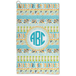 Abstract Teal Stripes Microfiber Golf Towel (Personalized)