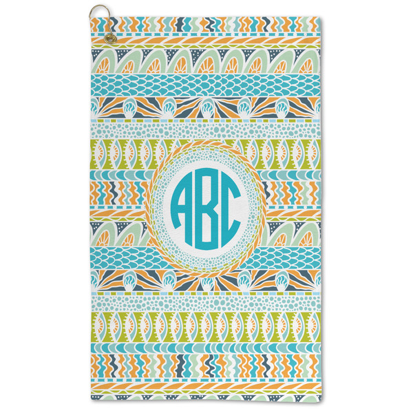 Custom Abstract Teal Stripes Microfiber Golf Towel (Personalized)