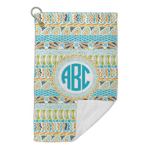 Abstract Teal Stripes Microfiber Golf Towels Small - FRONT FOLDED