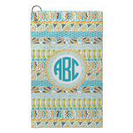 Abstract Teal Stripes Microfiber Golf Towel - Small (Personalized)