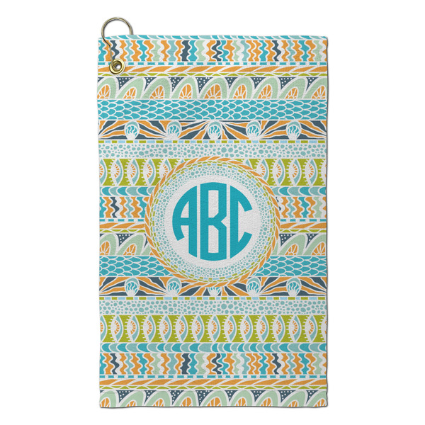 Custom Abstract Teal Stripes Microfiber Golf Towel - Small (Personalized)