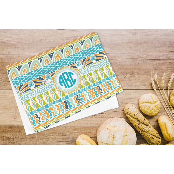 Abstract Teal Stripes Microfiber Kitchen Towel - LIFESTYLE