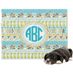 Abstract Teal Stripes Dog Blanket - Large (Personalized)