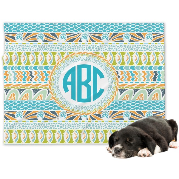 Custom Abstract Teal Stripes Dog Blanket - Large (Personalized)